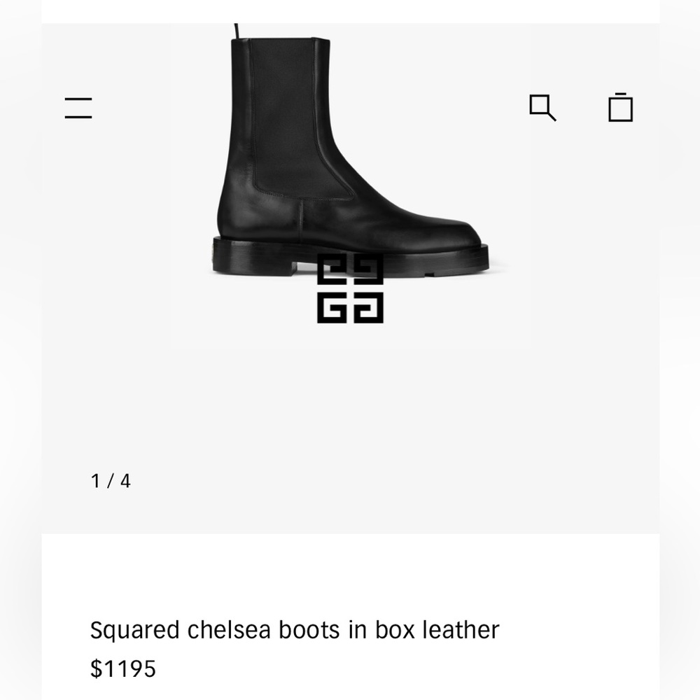 Givenchy Squared toe chelsea boots in box leather